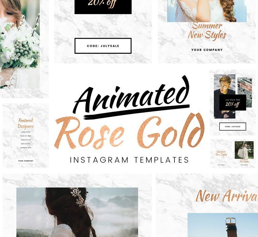 Free Animated Rose Gold Instagram Template for Photoshop - tuts and reviews - tutsandreviews.com